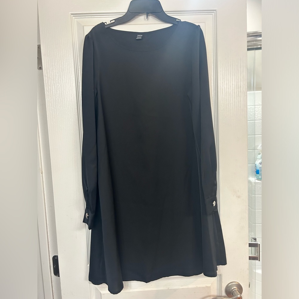 Size 4 SHEIN black satin dress with silver button accents